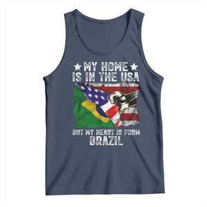 Brazilian American Patriot Heart Is From Brazil Flag Tank Top TS14 Navy Print Your Wear