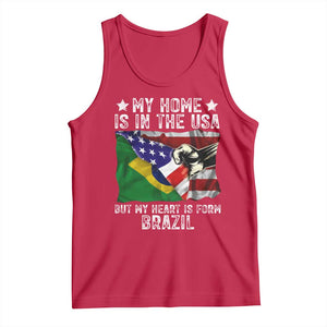 Brazilian American Patriot Heart Is From Brazil Flag Tank Top TS14 Red Print Your Wear
