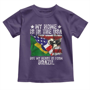 Brazilian American Patriot Heart Is From Brazil Flag Toddler T Shirt TS14 Purple Print Your Wear
