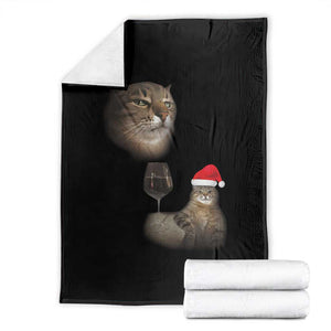 Funny Cat Christmas Throw Blanket Cats Drinking Wine Oddly Specific Meme TS14 Black Print Your Wear
