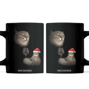 Funny Cat Christmas Coffee Mug Cats Drinking Wine Oddly Specific Meme TS14 Black Print Your Wear