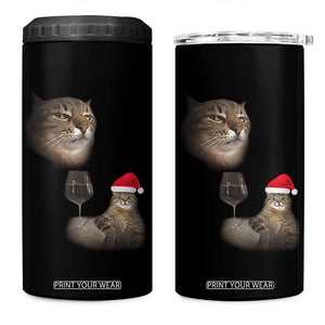 Funny Cat Christmas 4 in 1 Can Cooler Tumbler Cats Drinking Wine Oddly Specific Meme TS14 One Size: 16 oz Black Print Your Wear