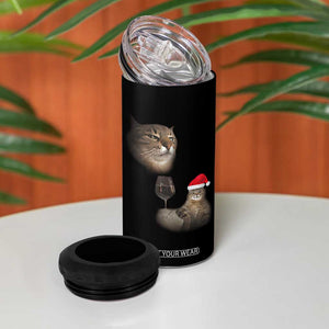 Funny Cat Christmas 4 in 1 Can Cooler Tumbler Cats Drinking Wine Oddly Specific Meme TS14 Print Your Wear