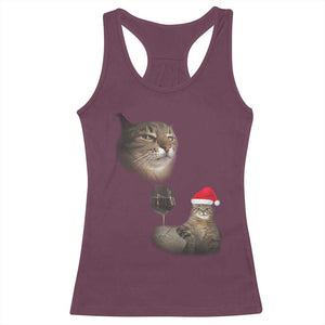 Funny Cat Christmas Racerback Tank Top Cats Drinking Wine Oddly Specific Meme TS14 Maroon Print Your Wear