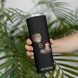 Funny Cat Christmas Skinny Tumbler Cats Drinking Wine Oddly Specific Meme TS14 Print Your Wear