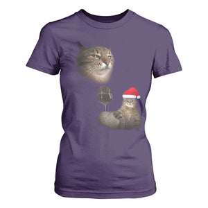 Funny Cat Christmas T Shirt For Women Cats Drinking Wine Oddly Specific Meme TS14 Purple Print Your Wear