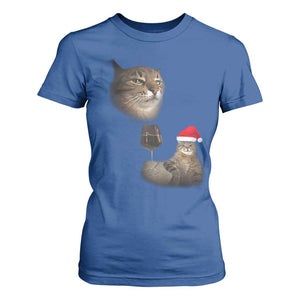 Funny Cat Christmas T Shirt For Women Cats Drinking Wine Oddly Specific Meme TS14 Royal Blue Print Your Wear