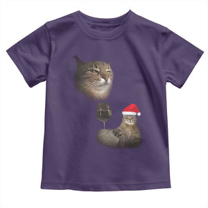 Funny Cat Christmas Toddler T Shirt Cats Drinking Wine Oddly Specific Meme TS14 Purple Print Your Wear