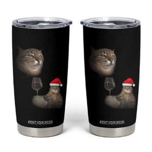 Funny Cat Christmas Tumbler Cup Cats Drinking Wine Oddly Specific Meme TS14 Black Print Your Wear