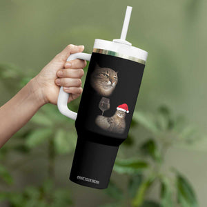 Funny Cat Christmas Tumbler With Handle Cats Drinking Wine Oddly Specific Meme TS14 Print Your Wear
