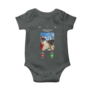 Santa Christmas Meme Baby Onesie Reindeer Video Call TS14 Dark Heather Print Your Wear