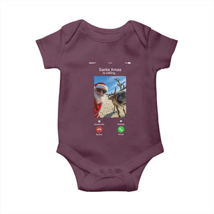 Santa Christmas Meme Baby Onesie Reindeer Video Call TS14 Maroon Print Your Wear
