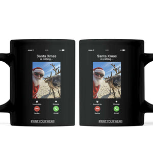 Santa Christmas Meme Coffee Mug Reindeer Video Call TS14 Black Print Your Wear