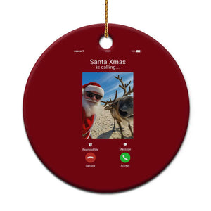 Santa Xmas Meme Ceramic Ornament Reindeer Video Call TS14 1pc Red Print Your Wear