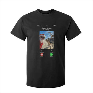 Santa Christmas Meme T Shirt For Kid Reindeer Video Call TS14 Black Print Your Wear