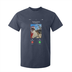 Santa Christmas Meme T Shirt For Kid Reindeer Video Call TS14 Navy Print Your Wear