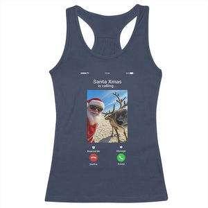 Santa Christmas Meme Racerback Tank Top Reindeer Video Call TS14 Navy Print Your Wear