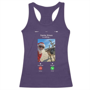 Santa Christmas Meme Racerback Tank Top Reindeer Video Call TS14 Purple Print Your Wear