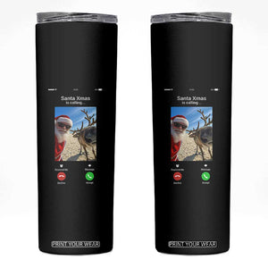 Santa Christmas Meme Skinny Tumbler Reindeer Video Call TS14 Black Print Your Wear