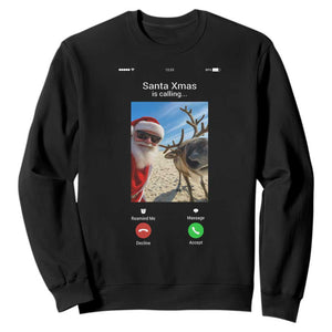 Santa Christmas Meme Sweatshirt Reindeer Video Call TS14 Black Print Your Wear