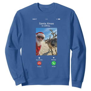 Santa Christmas Meme Sweatshirt Reindeer Video Call TS14 Royal Blue Print Your Wear