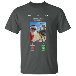 Santa Christmas Meme T Shirt Reindeer Video Call TS14 Dark Heather Print Your Wear