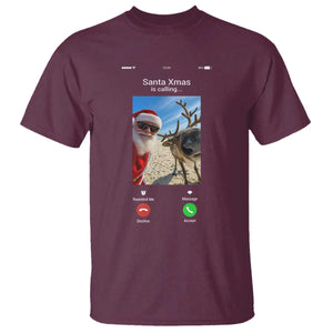 Santa Christmas Meme T Shirt Reindeer Video Call TS14 Maroon Print Your Wear