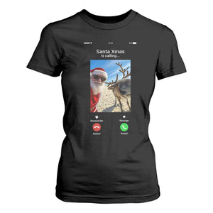 Santa Christmas Meme T Shirt For Women Reindeer Video Call TS14 Black Print Your Wear