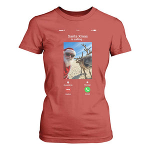 Santa Christmas Meme T Shirt For Women Reindeer Video Call TS14 Red Print Your Wear