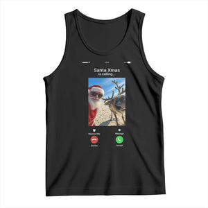 Santa Christmas Meme Tank Top Reindeer Video Call TS14 Black Print Your Wear