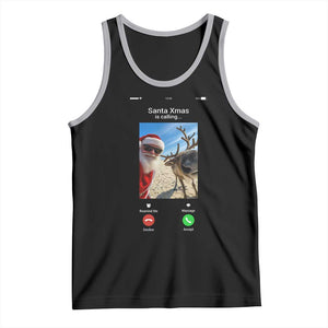 Santa Christmas Meme Tank Top Reindeer Video Call TS14 Black Athletic Heather Print Your Wear
