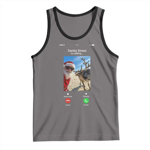 Santa Christmas Meme Tank Top Reindeer Video Call TS14 Deep Heather Black Print Your Wear