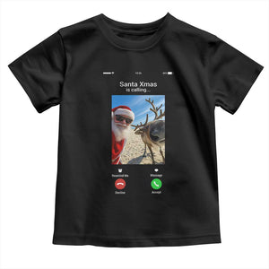 Santa Christmas Meme Toddler T Shirt Reindeer Video Call TS14 Black Print Your Wear