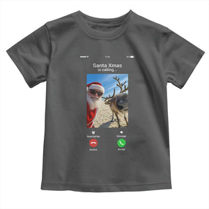 Santa Christmas Meme Toddler T Shirt Reindeer Video Call TS14 Dark Heather Print Your Wear