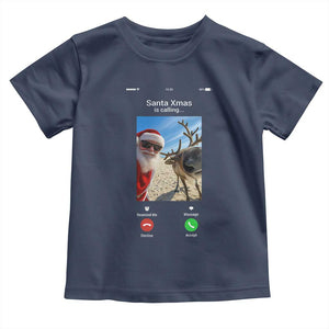 Santa Christmas Meme Toddler T Shirt Reindeer Video Call TS14 Navy Print Your Wear