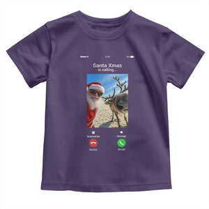 Santa Christmas Meme Toddler T Shirt Reindeer Video Call TS14 Purple Print Your Wear