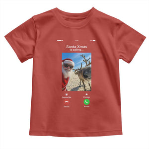 Santa Christmas Meme Toddler T Shirt Reindeer Video Call TS14 Red Print Your Wear