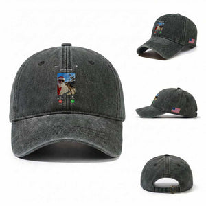 Santa Christmas Meme Washed Cotton Baseball Cap Reindeer Video Call TS14 Washed Cap Universal Fit Dark Green Print Your Wear
