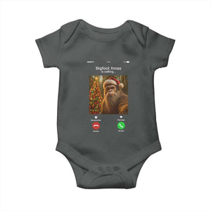 Funny Bigfoot Christmas Baby Onesie Sasquatch Video Call Meme TS14 Dark Heather Print Your Wear