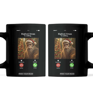 Funny Bigfoot Christmas Coffee Mug Sasquatch Video Call Meme TS14 Black Print Your Wear