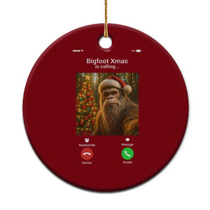 Funny Bigfoot Xmas Ceramic Ornament Sasquatch Video Call Meme TS14 1pc Red Print Your Wear