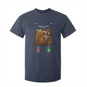Funny Bigfoot Christmas T Shirt For Kid Sasquatch Video Call Meme TS14 Navy Print Your Wear