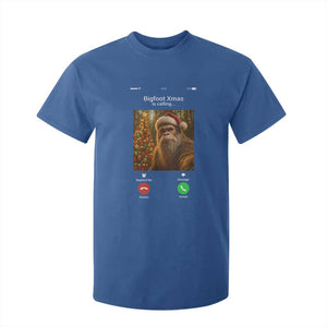 Funny Bigfoot Christmas T Shirt For Kid Sasquatch Video Call Meme TS14 Royal Blue Print Your Wear