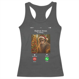 Funny Bigfoot Christmas Racerback Tank Top Sasquatch Video Call Meme TS14 Dark Heather Print Your Wear