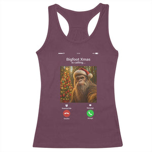 Funny Bigfoot Christmas Racerback Tank Top Sasquatch Video Call Meme TS14 Maroon Print Your Wear