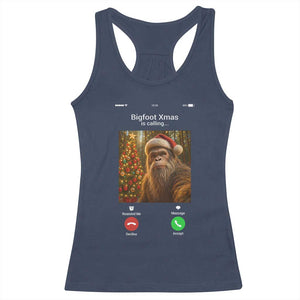 Funny Bigfoot Christmas Racerback Tank Top Sasquatch Video Call Meme TS14 Navy Print Your Wear