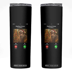 Funny Bigfoot Christmas Skinny Tumbler Sasquatch Video Call Meme TS14 Black Print Your Wear