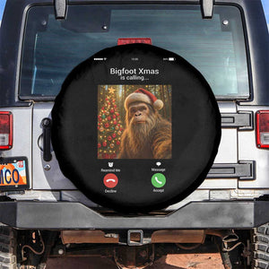 Funny Bigfoot Christmas Spare Tire Cover Sasquatch Video Call Meme TS14 No hole Black Print Your Wear
