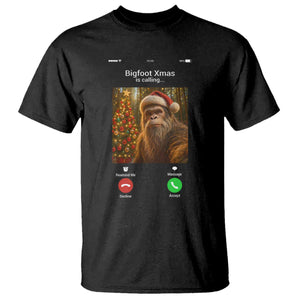 Funny Bigfoot Christmas T Shirt Sasquatch Video Call Meme TS14 Black Print Your Wear