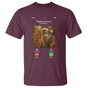 Funny Bigfoot Christmas T Shirt Sasquatch Video Call Meme TS14 Maroon Print Your Wear